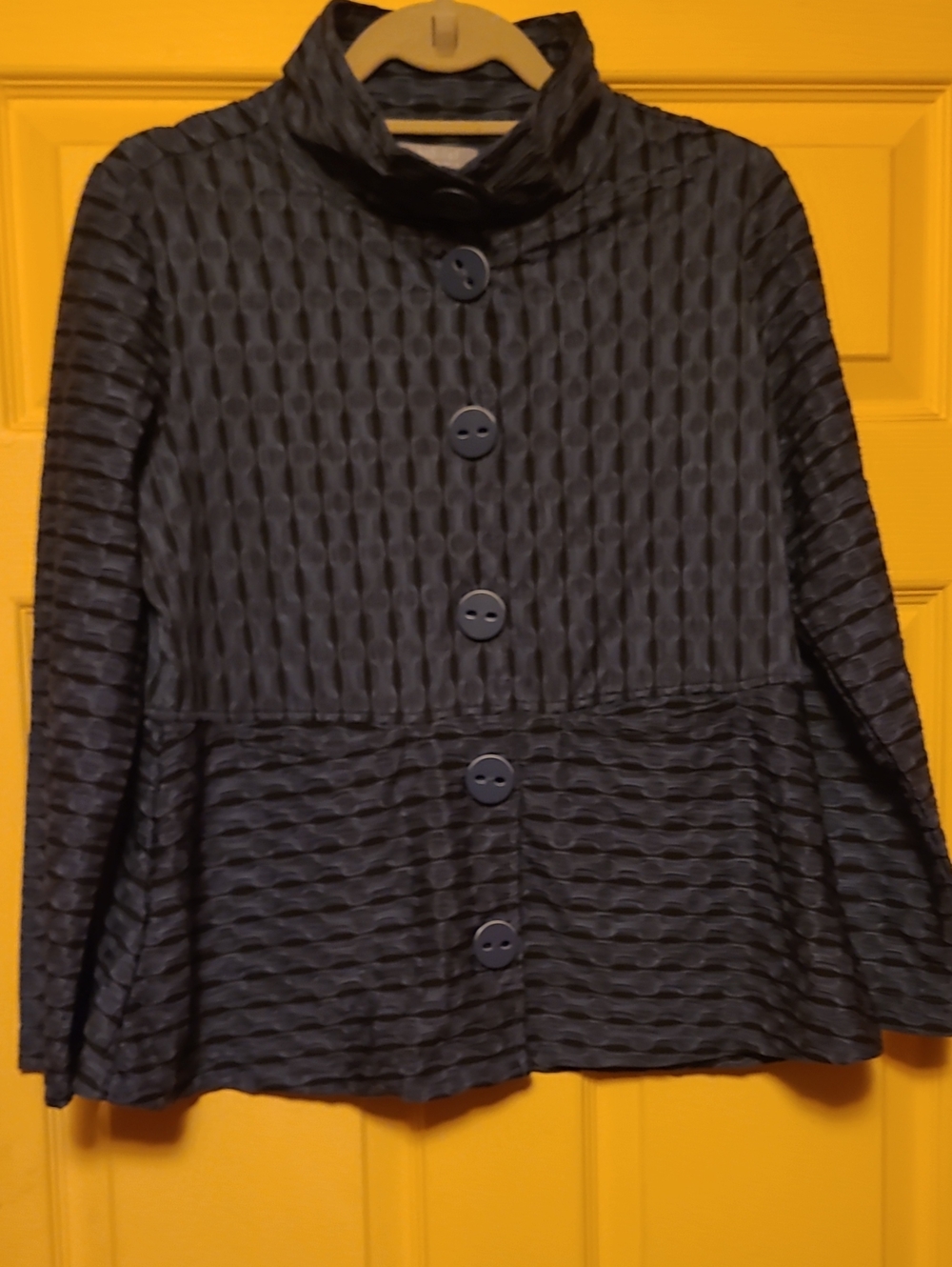 Habitat Navy Textured Button-Front Shaped  Top/Jacket